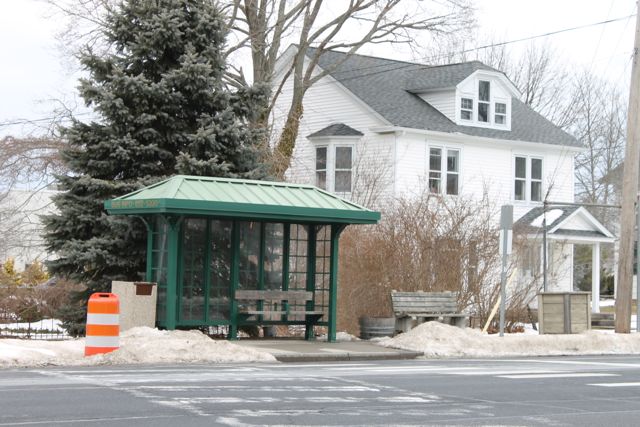 Bus shelter on NY25 in Jamesport (RiverheadLOCAL photo by Katie Blasl)
