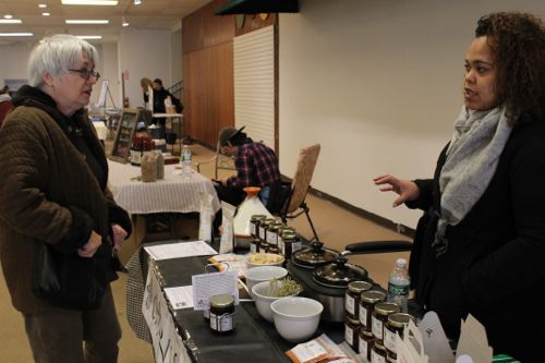 Diane Marino, of Moriches, chats with Katria Nieves of Charissa, maker of Moroccan-inspired spices.