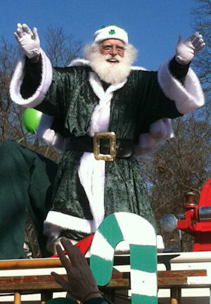 The Jamesport parade will feature an appearance by the 'Irish Santa,' Northville resident TonyYarusso, pictured here at a Paddy's Day parade in Ronkonkoma. (Courtesy photo) 