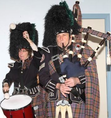 Bagpiper Robert Walker and drummer Terry Bodenstein entertained the crowd at Jason's Vineyard last night. 