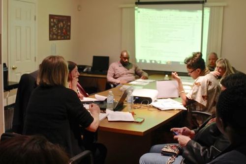 Riverhead Charter School Board of Trustees during its March 11 meeting. (RiverheadLOCAL photo by Denise Civiletti) 