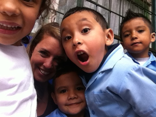 Griffith with several of her preschool students in Costa Rica, where she spent eight weeks last summer teaching. [i]Photo courtesy of Kellie Griffith.[/i]