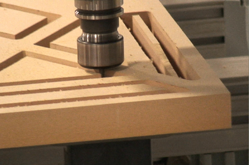 A close up of a Michael Verde Millwork machine fabricating a custom piece for a customer. (Photo: RBS)