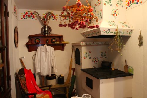 The replica Polish cottage kitchen on display at the museum. 