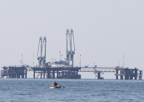 The United Riverhead Terminal's offshore platform in the L.I. Sound. (File photo: Peter Blasl)