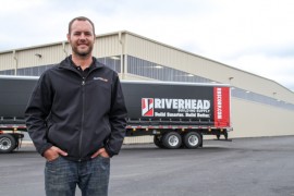 Riverhead Building Supply VP Kevin Goodale outside the company's new distribution center Friday afternoon. (Photo: Emil Breitenbach Jr.)