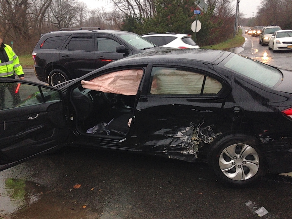 A Honda Civic that was involved in a two-car collision Nov. 26.