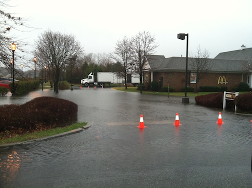 Parking lots of McDonald's and Walgreen's were flooded this morning.