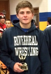 Cody Weiss wiith his Century Club trophy. Photo: Riverhead Central School District