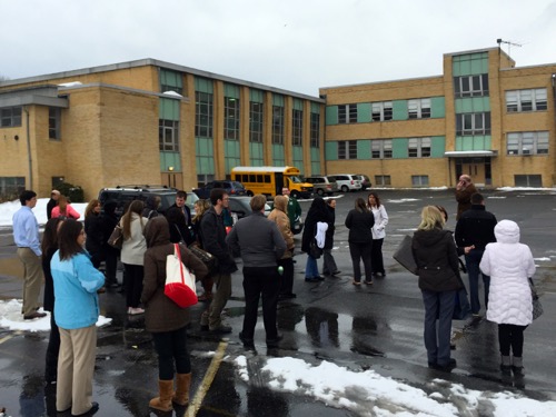 A bomb threat emptied McGann-Mercy High School again on Jan. 30, disrupting students' Regents exams. Photo: Peter Blasl