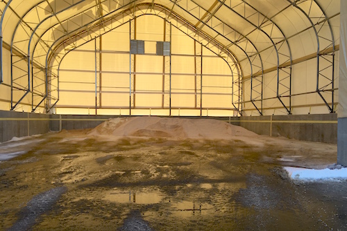 Riverhead's slightly replenished salt supply this afternoon. (Photo: Peter Blasl)