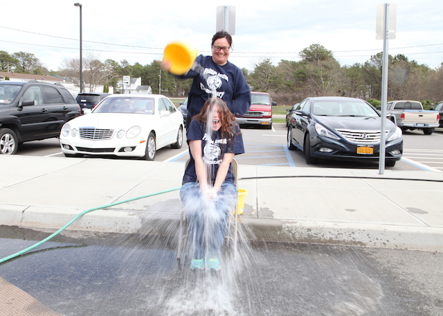 Phillips Avenue Elementary School teachers took the Ice Bucket Challenge at the school today during the annual Ride for Life. Photo: Sandra Kolbo.