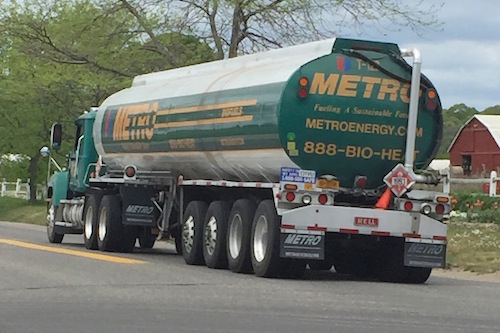 A 20-wheel Metro fuel truck on Sound Avenue. Courtesy photo: Neil Krupnick