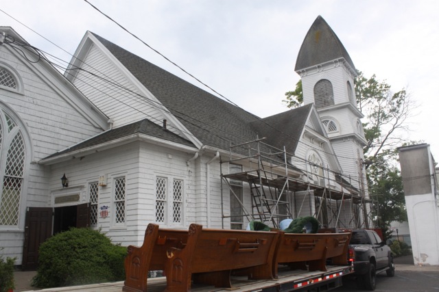 The church pews were removed for off-site storage June 8. Photo: Peter Blasl