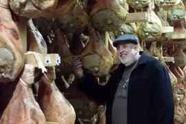 Len visiting a prosciutto factory in Italy this year.