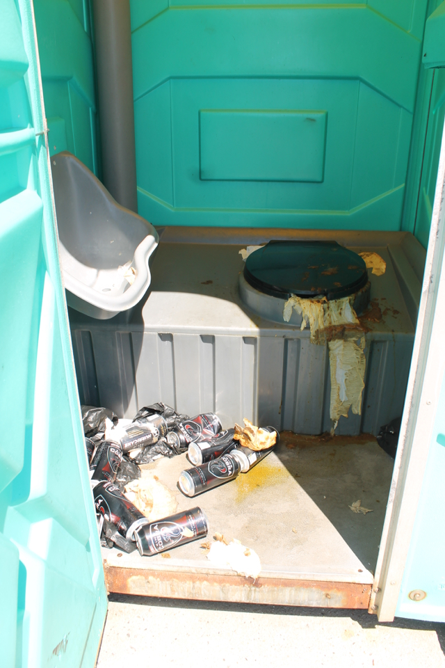 The portable lavatory at the train station on Aug. 10. Photo: Denise Civiletti