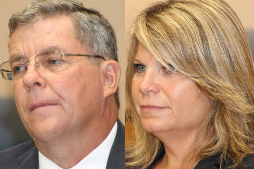 Council members George Gabrielsen and Jodi Giglio listen to immigrant advocates during today's work session.