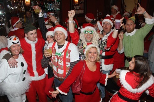 Riverhead's first-ever SantaCon last December was one of the town's first major pub crawls. Photo: Peter Blasl