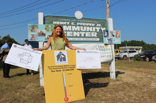 "We desperately need a new facility," said North Fork Animal Welfare League executive director Gillian Wood-Pultz at a press conference today. Photo: Katie Blasl