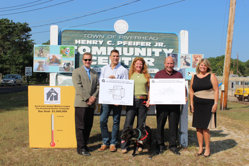 North Fork Animal Welfare League staff and town officials held a press conference this morning announcing the League's capital campaign. Photo: Katie Blasl