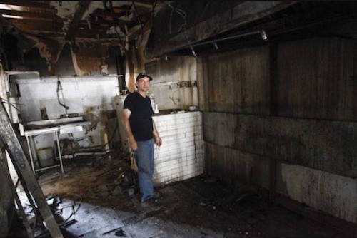 Damage from the fire would eventually require Mantzopoulos to replace half the roof. Photo: Courtesy of John Mantzopoulos
