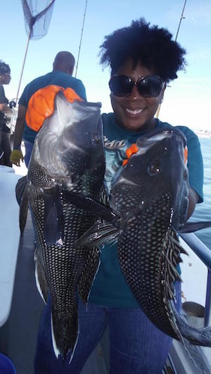 Sea bass on the Brooklyn Girl  Courtesy photo: Ken Holmes 
