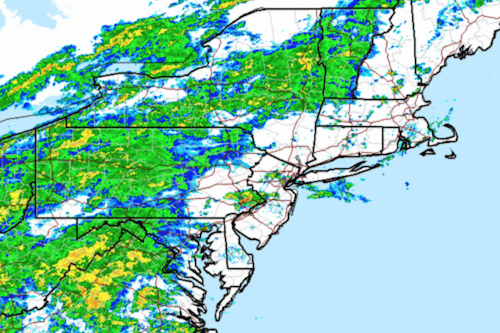 A slow-moving moist cold front from the west and moisture from the south Atlantic will bring heavy rain tonight through Thursday morning.